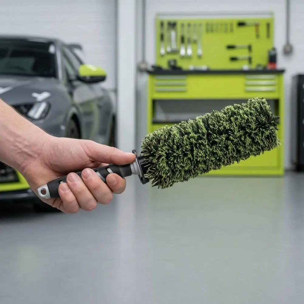 Wheel Barrel Brush, Car Rim Cleaner Tool with Compressible Soft Bristles, Deep Cleaning for Wheel Spokes Brake Calipers