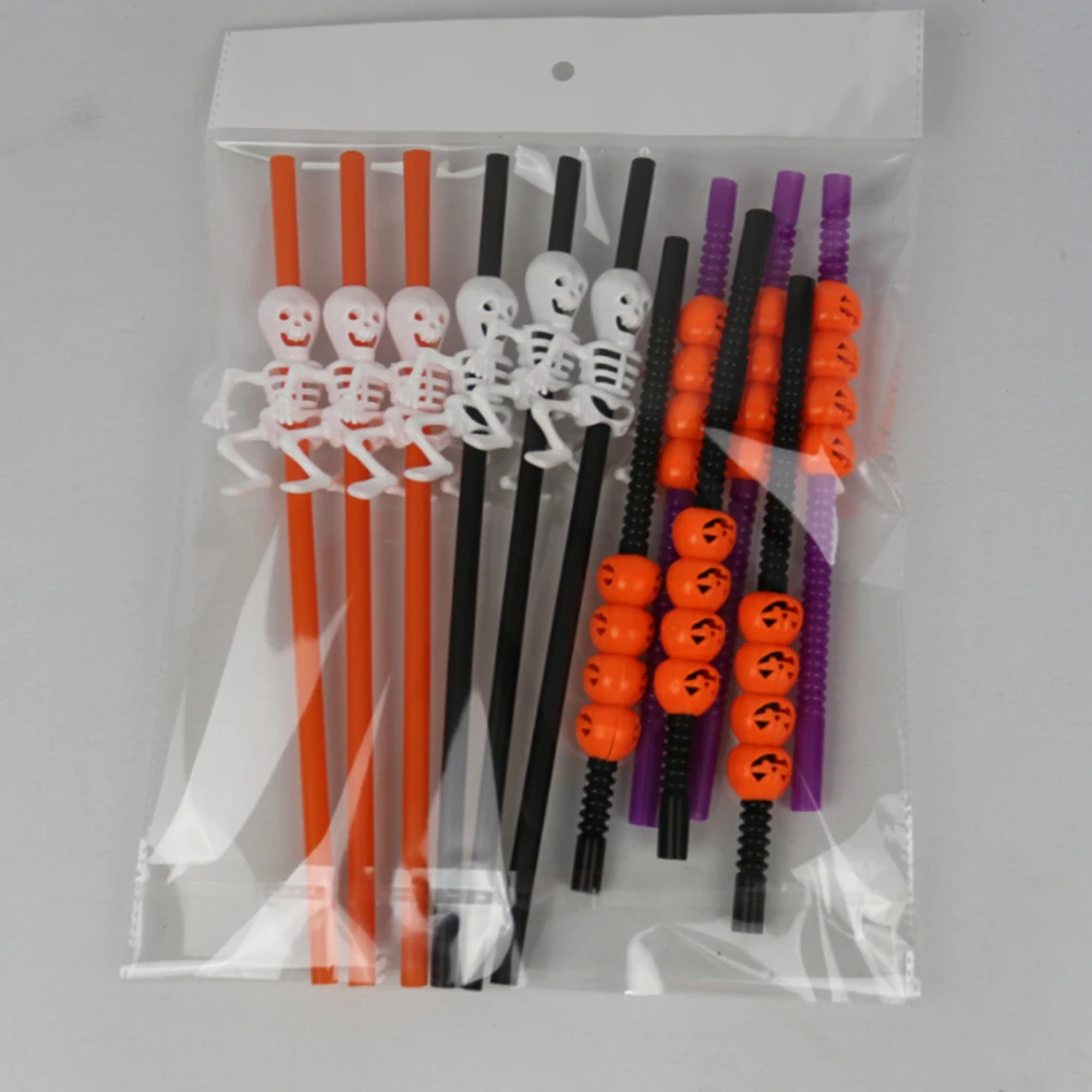 

5 Pcs Ghost Snap Creepy Straws Halloween Make up Drinking Party Supplies for