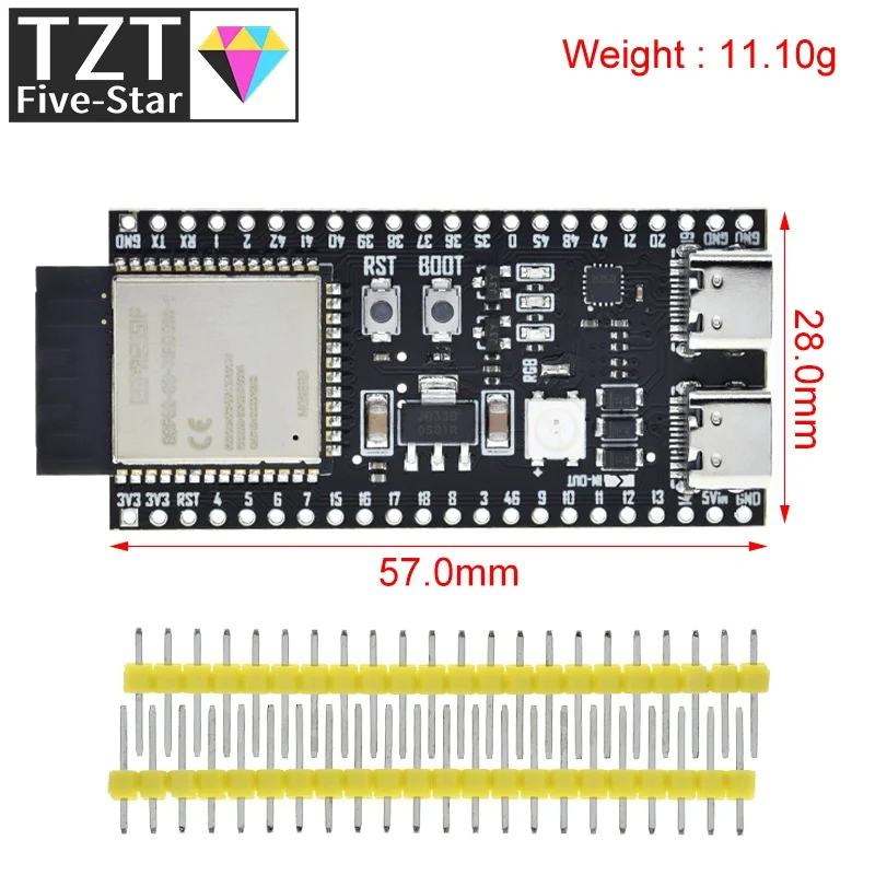 TZT ESP32-S3-DevKitC-1 ESP32-S3 WiFi Bluetooth-compatible BLE 5.0 Mesh Development Board ESP32 Wireless Module N16R8