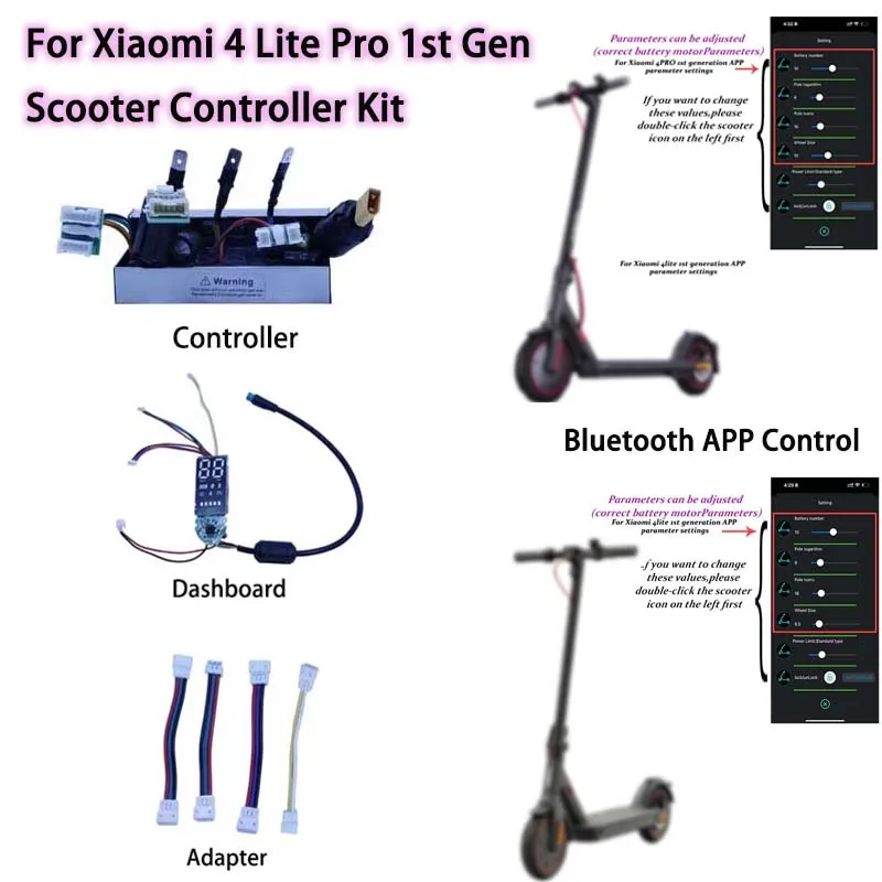 

For Xiaomi 4 Lite Pro 1st Gen Scooter Controller 1200W 24-63V Bluetooth App Dashboard Replacement Part Kit, 8.5/10 Inch Motors