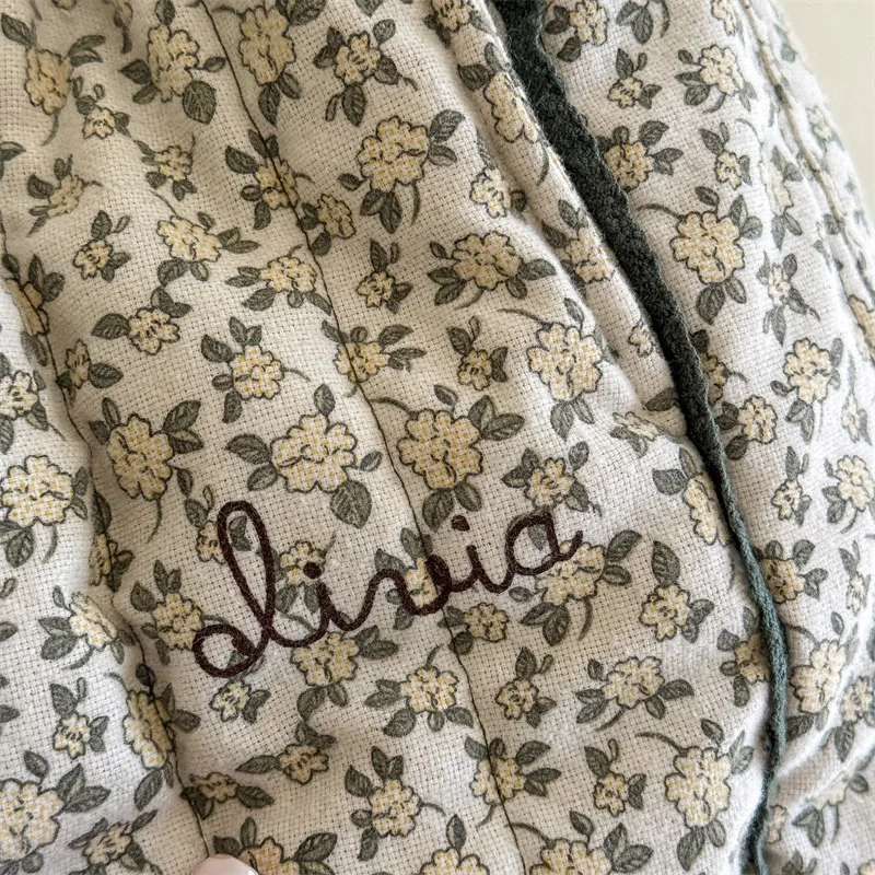 الغزلان جونمي 2024 جديد الشتاء الأطفال المطبوعة التطريز رشاقته السراويل الكورية نمط طفل الفتيات عادية الدافئة السراويل المبطنة بالقطن #6