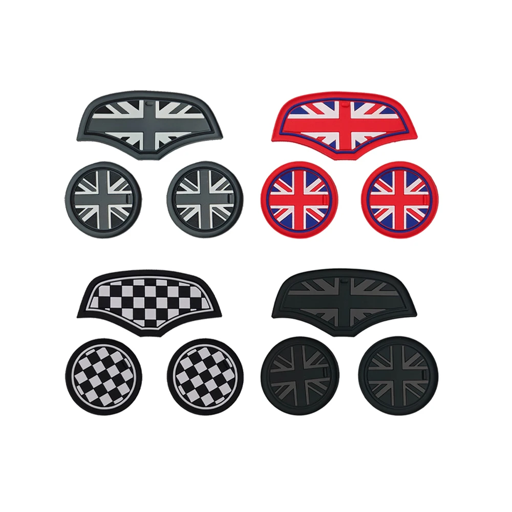 Black Union Jack Water Cup Mat Storage Groove Mat Set Interior For Mini Cooper S JCW F54 F55 F56 F57 F60 Countryman Clubman