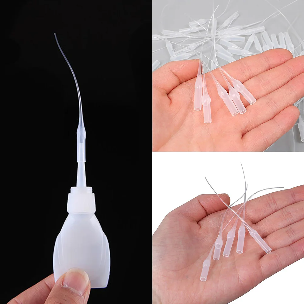 100 Pieces Micro Tip Plastic Glue Dropper Nozzle Precision Applicator Extension Catheter for Lab Adhesive Tool Transfer Liquid