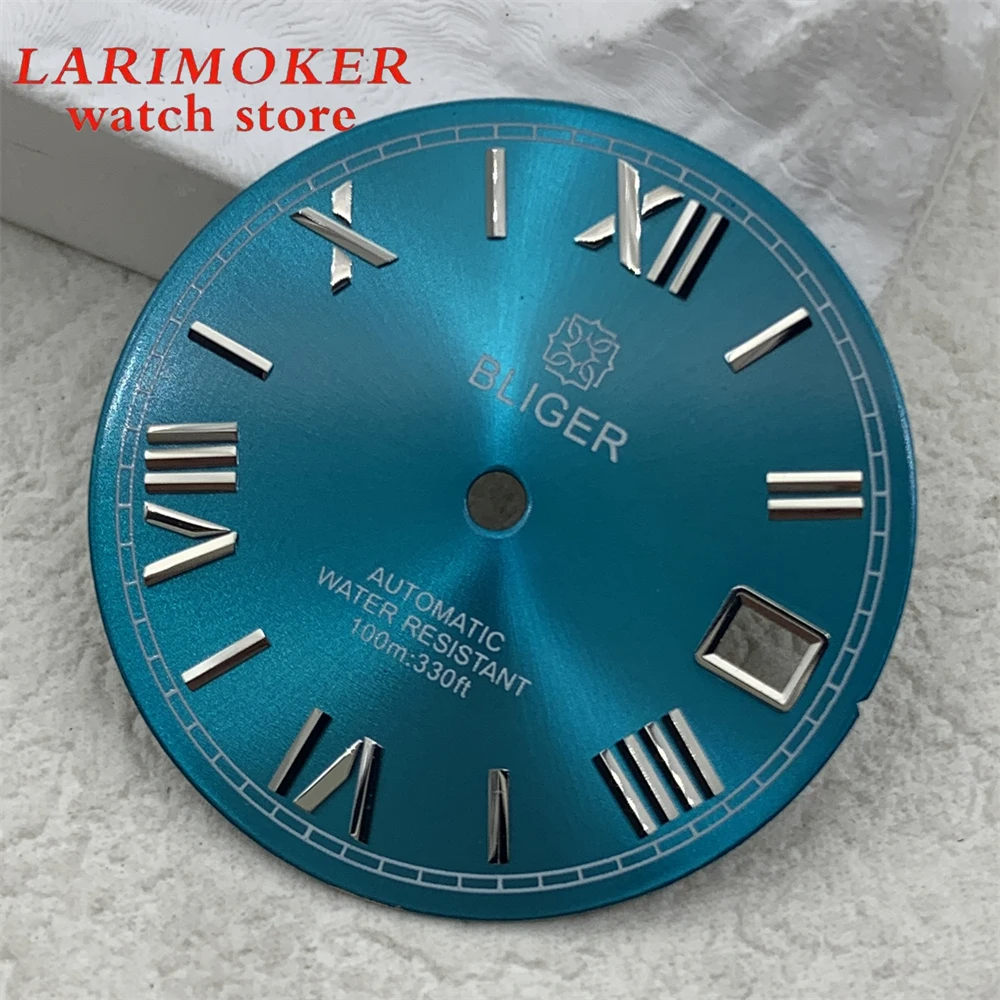 BLIGER 29mm blue Sun dial, Roman numeral dial for NH35 NH36 movement watch modification accessories