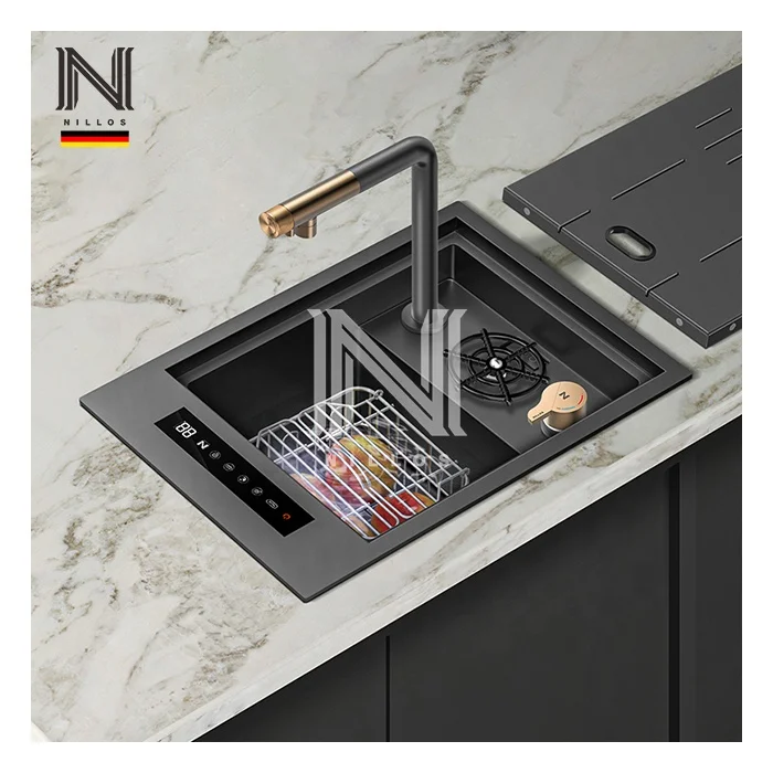 N5335XN2 Factory Supply Single Bowl Kitchen Sink Nano Black Lifting Faucet Stainless Steel Kitchen Sink