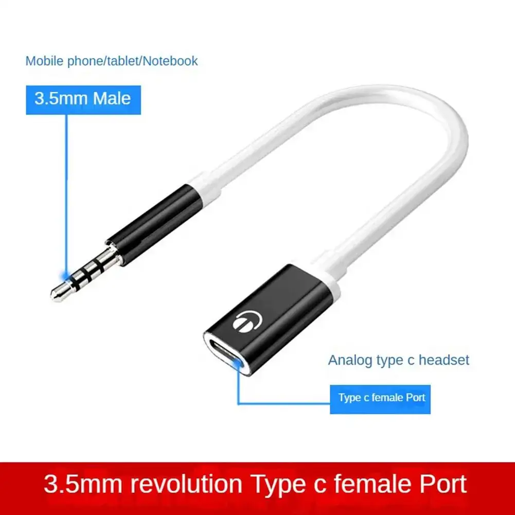 3.5mm Public To Type C Female Flat Head Headphone To Round Head Adapter Cable For Analog Connection To Mobile Phone Converter