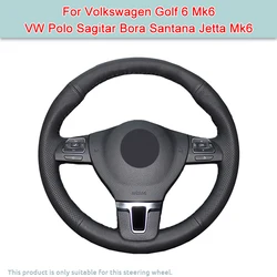 Anti-Slip Napa Leather Car Steering Wheel Braid Cover For Volkswagen Golf 6 Mk6 VW Polo Sagitar Bora Santana Jetta Mk6