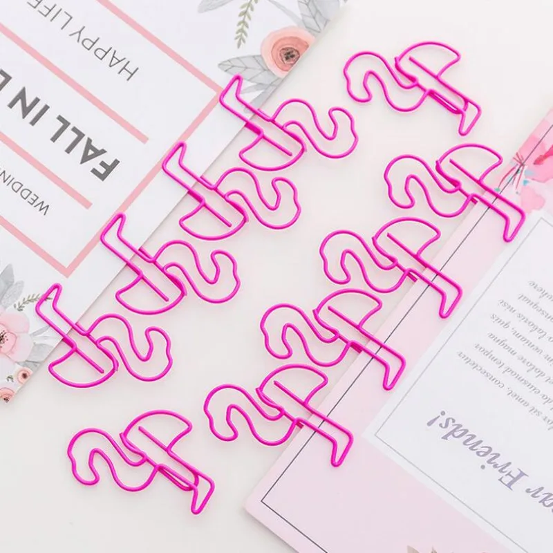 20 Stuk/partij Lytwtw 'S Flamingo Bladwijzer Planner Paperclip Metalen Materiaal Voor Boek Briefpapier School Kantoorbenodigdheden Decoratief