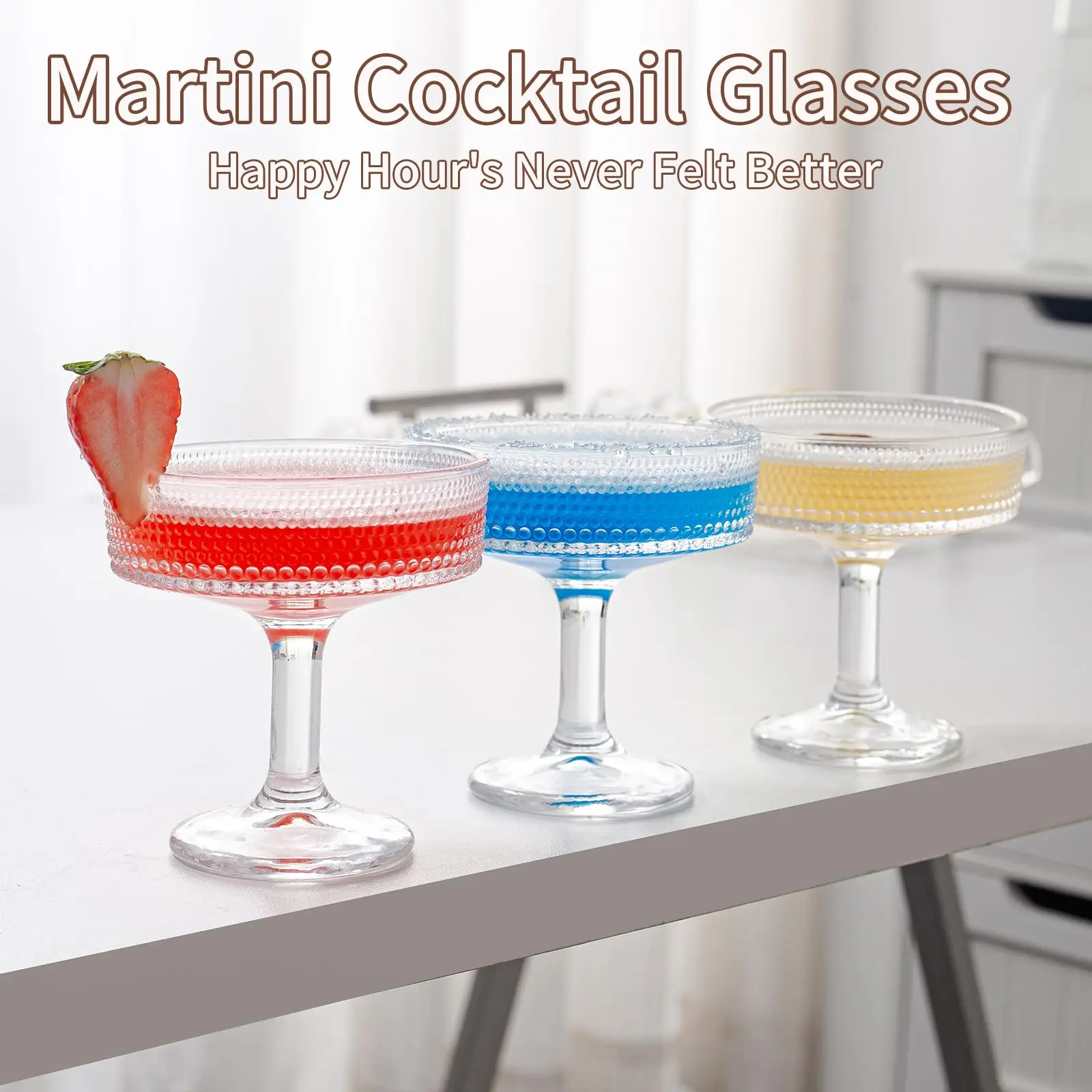 8PCS Martini Glasses Coupe Glasses 7oz Dessert Cups Cocktail Glasses Barware Juice Glasses Cocktails Martinis Margaritas Parties