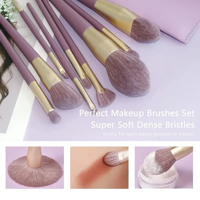 9-10pcs Makeup Brushes Set for Women Cosmetic Foundation Powder Blush Eyeshadow Kabuki Blending Make Up Brush Beauty Tools