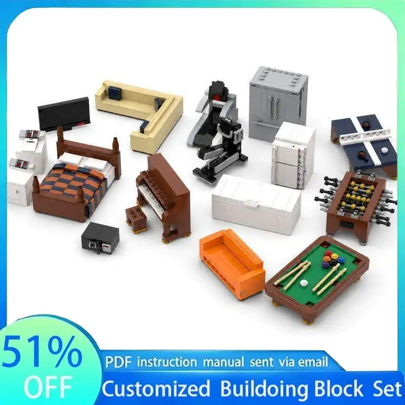 1102PCS Ultimate Home Living Package MOC Model Building Blocks Creative House Scene DIY Assembly Educational Toy Collection Gift