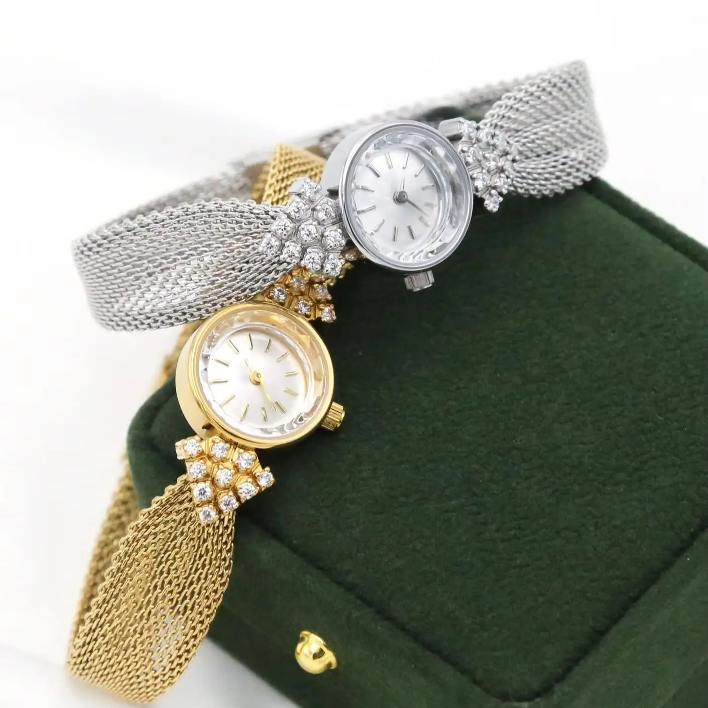 Women's Gold Watch Vintage Brass Diamond Inlay Kaleidoscope Quartz Daily Wear Party Waterproof Ladies Watches Miyota Movement