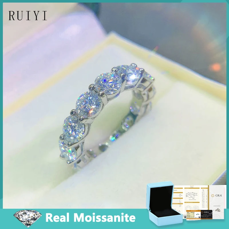 3-5mm D Color Moissanite Full Diamond Row Rings for Women Bridal Wedding Band Fine Jewelry 925 Sterling Silver Girls Finger Ring