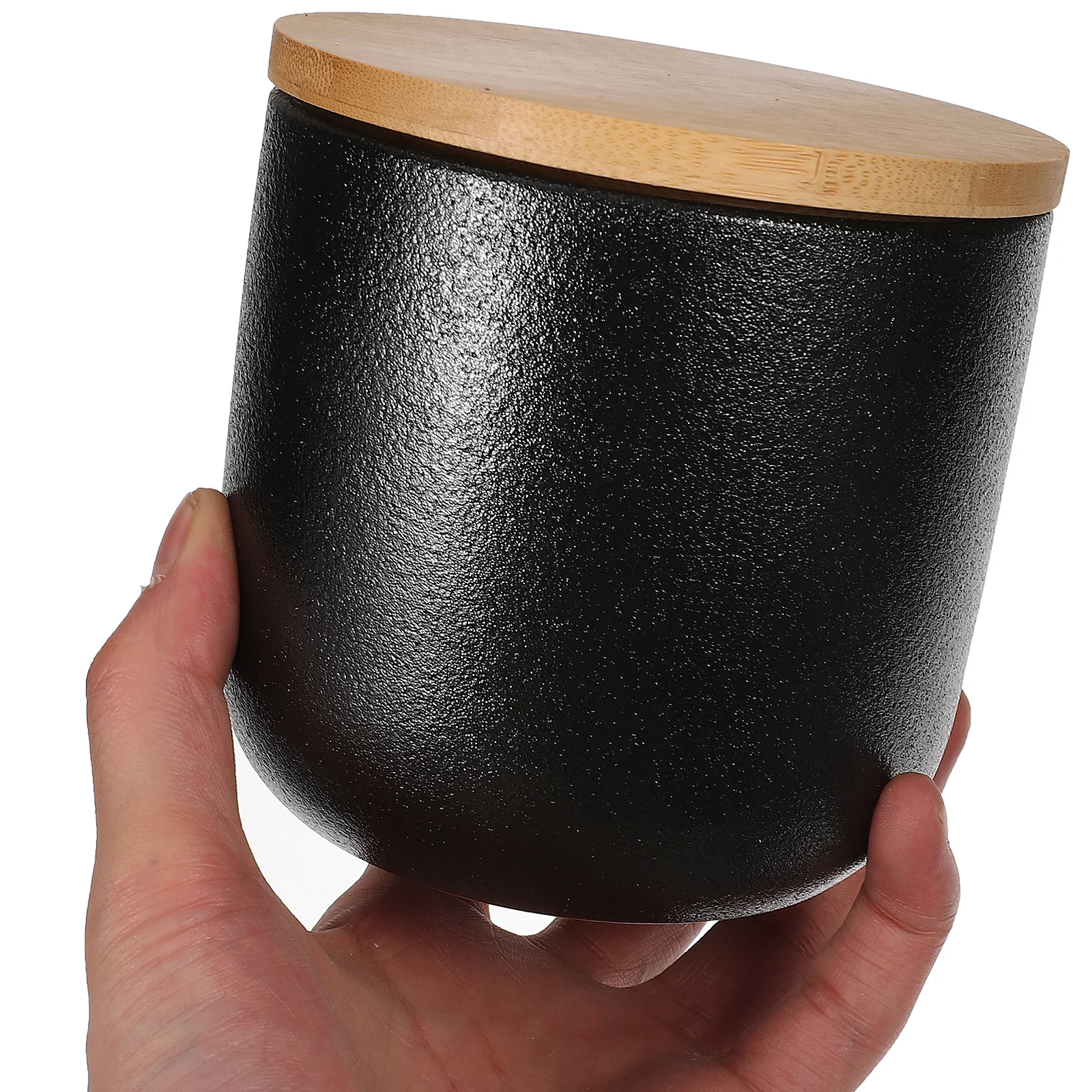 

600ml Black Coarse Bubble Glaze Small Ceramic Storage Jars Airtight Lid Kitchen Canisters Dry Fruit Snack Container Household