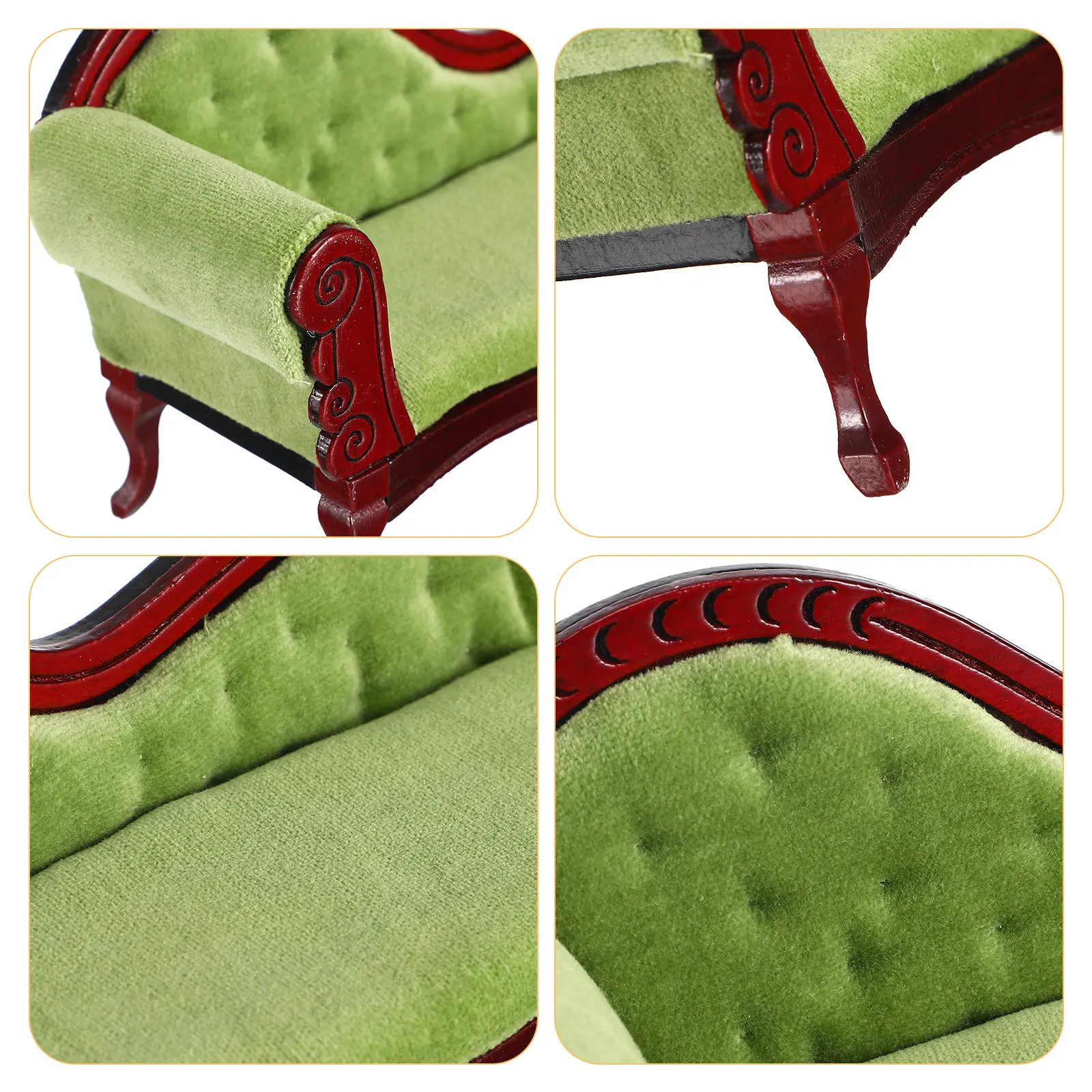 

Miniature Lounge Sofa 1:12 Scale European Princess Style Mini Sofa Model for Dollhouse Decor Vintage Mini Furniture Collection