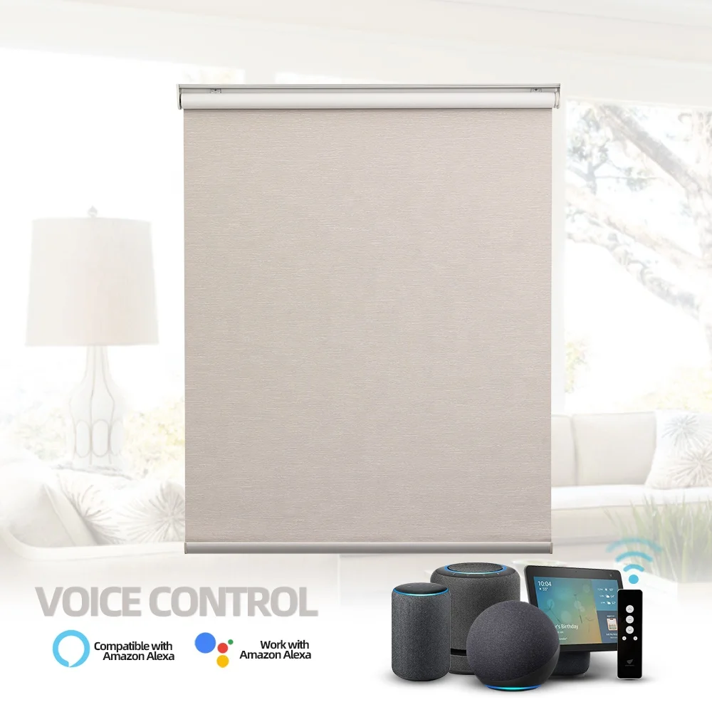 Smart Life Tuya Remote Control Google Drive Roller Blinds Blackout Blind Shade Curtain Kits Zip Screen