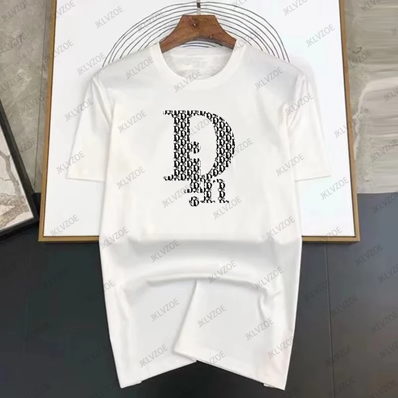 

New Fashion Letter Print Cotton Tshirt For Women Luxury Brand Casual Short Sleeve O-neck Tees Harajuku Oversized Unisex Tops