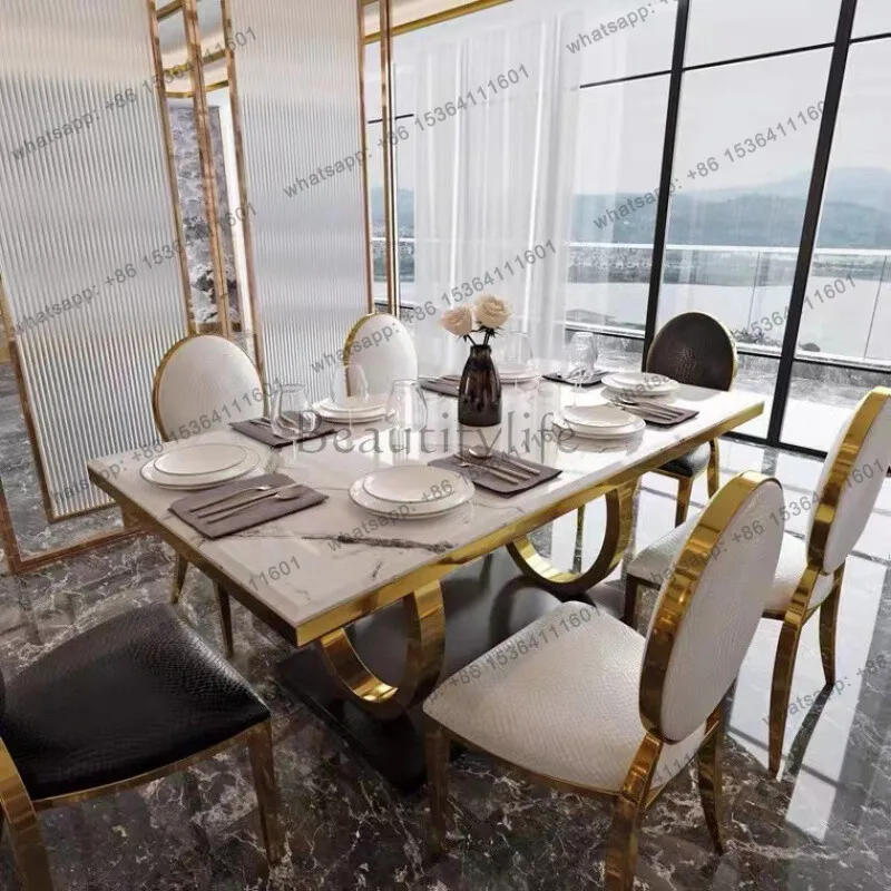 PJ light luxury marble dining table modern simple small apartment rectangular dining table