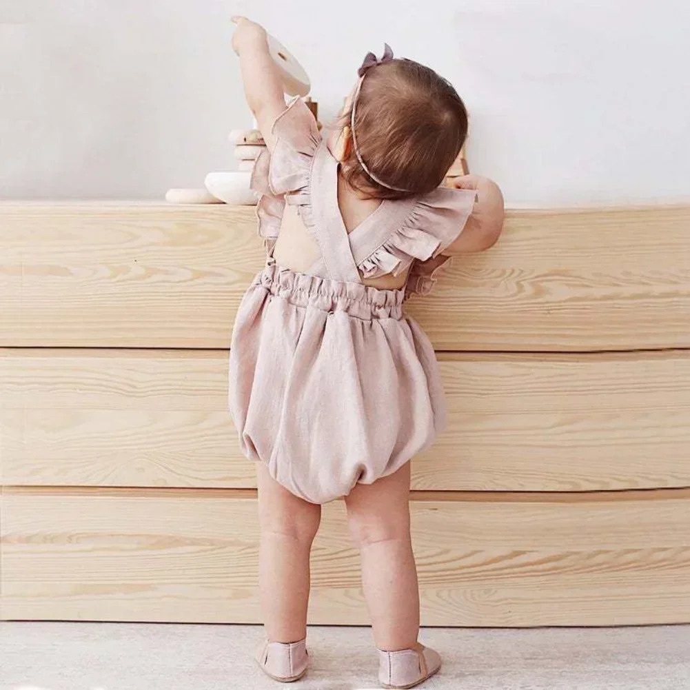 Summer Newborn Infant Baby Girls Rompers Ruffles Sleeveless Strap Romper Playsuit Jumpsuit