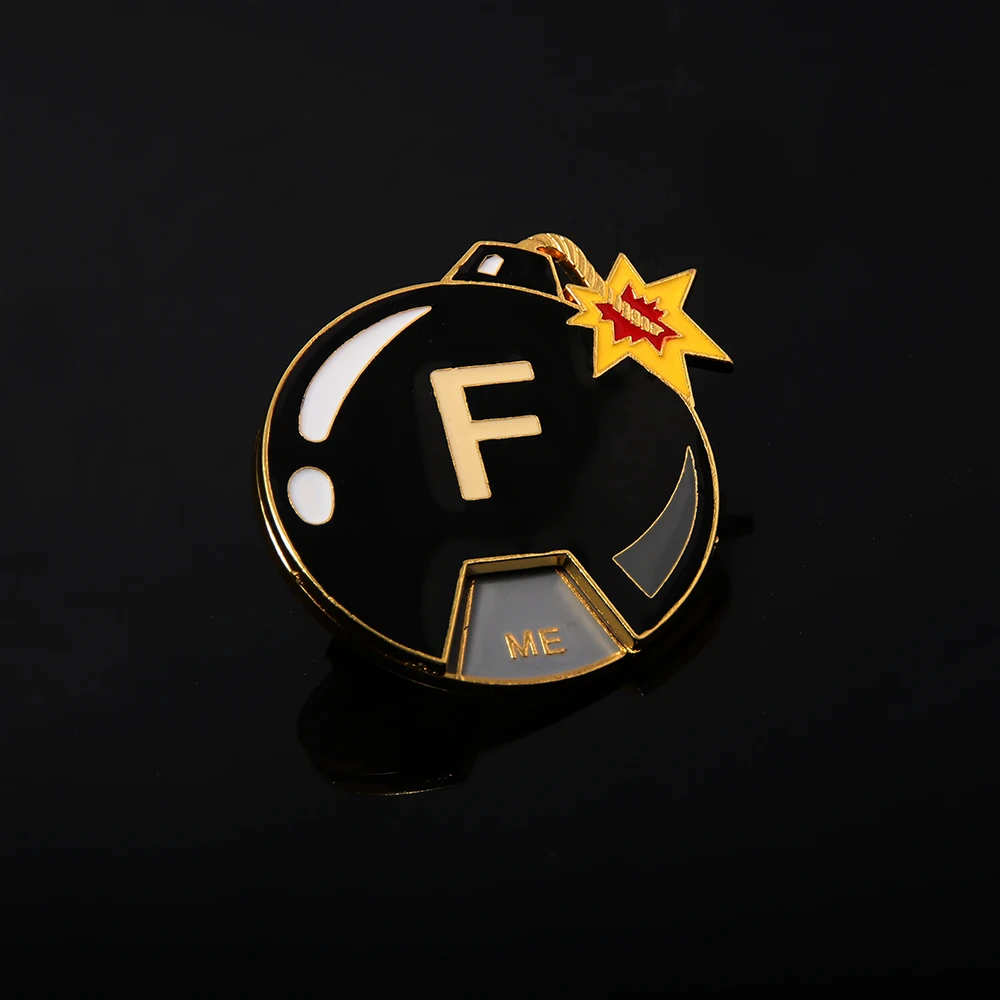 Interactive F Bomb Enamel Pin Sliding You Me No Yeah Letter Badge Brooch for Backpacks Aesthetic Jackets Accessories