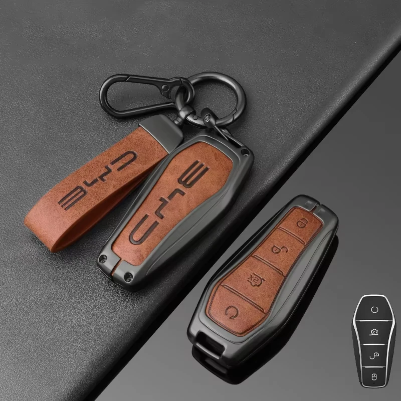 Zinklegierung Leder Autoschlüssel-Hülle für BYD Sealion 7 Song Plus Seal U DM-i Song Pro Dolphin Atto 3 2 Schlüsselanhänger Zubehör – Detail 7