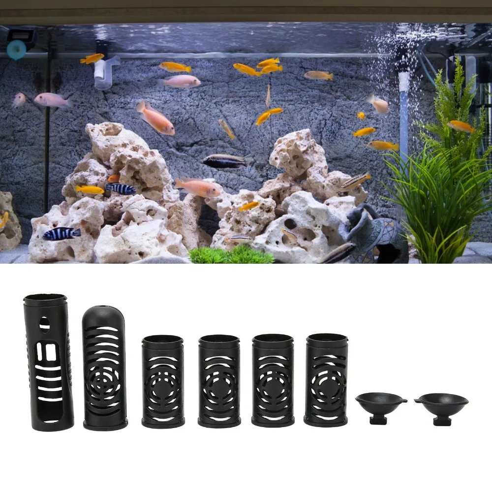 Explosion Proof Fish Tank Heater Guard High Temp Resistant Flexibly Adjustable Aquarium Heating Rod Sleeve Detachable Sections