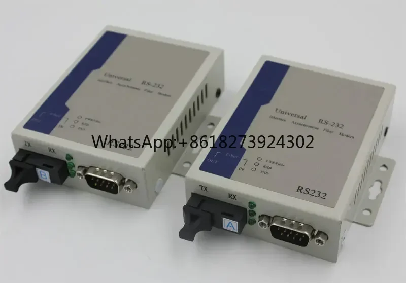 

2pcs Industrial Grade RS232 to Optical Fiber DB9 Pin Optical Transceiver Transceiver Single Fiber SC Square Port