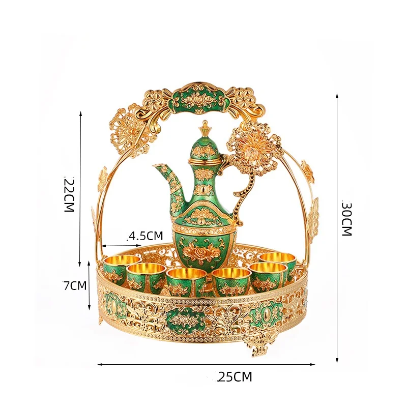 Set hadiah gelas anggur mewah berbahan paduan emas berkualitas tinggi untuk dekorasi meja rumah dengan nampan