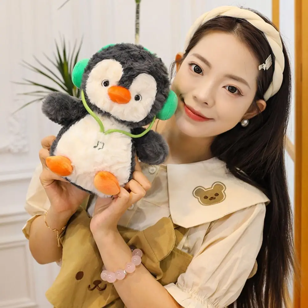 

PP Cotton Headphone Penguin Plush Toy Fluffy Interactive Penguin Doll Stuffed Animals Collection Comfortable