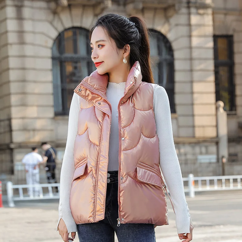 

Women Vest Coat Nice New Winter Jacket Parkas Sleeveless Female Loose Glossy Waterproof Jacket Warm Cotton Padded Parka Outwear