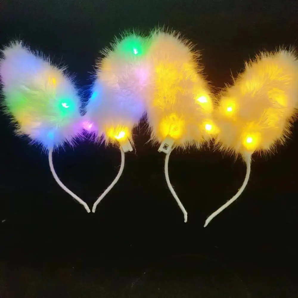 Lady Light-Up Bunny Rabbit Ears Headband Glowing Led Hair Band For Wedding Birthday Halloween Holiday Party Headwear Gifts New