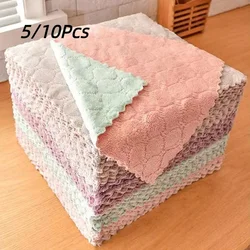 Double-layer Absorbent Microfiber Kitchen Dish Cloth Non-stick Oil Household Cleaning Cloth Wiping Towel Home Kichen Tool