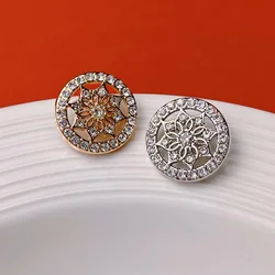 10pcs Diamond Inlaid Flower Metal Button Sewing Scrapbooking Clothing Leather Bag DIY Craft Sweater Decorative Button 20MM