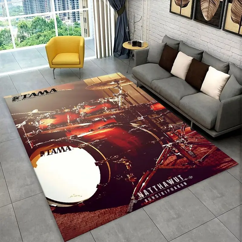 Retro Drum Set Music Instruments Drum Kit Large Area Rug Non-slip Durable Carpet for Bedroom Living Room Sofa Doormat Home Decor - view 5