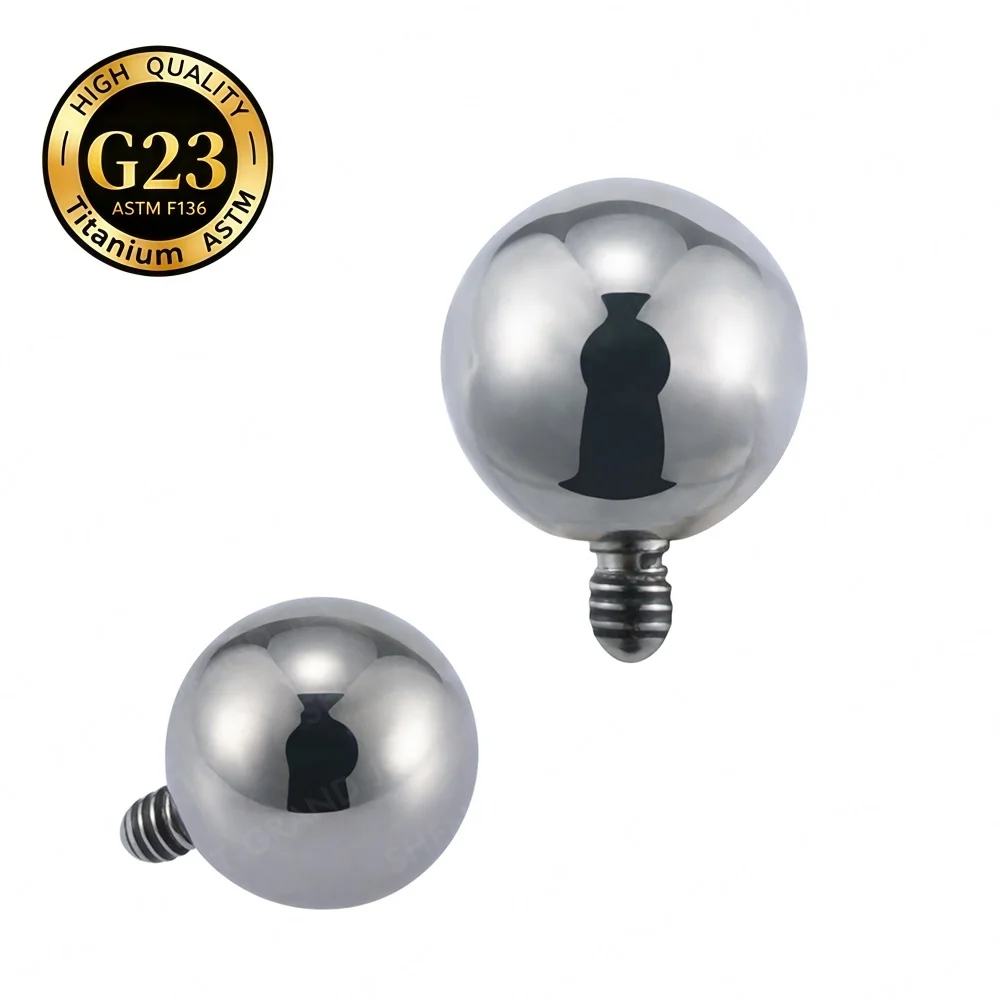 5pcs/lot Right Grand 14G Implant Grade ASTM F136 Titanium Mirror Polish Internally Thread 5mm Ball Top