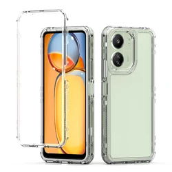 3 in 1 Rugged Armor Shockproof Phone Case For Xiaomi Redmi 13C Poco C65 Hard Plastic Frame Transparent TPU Back Cover Fundas