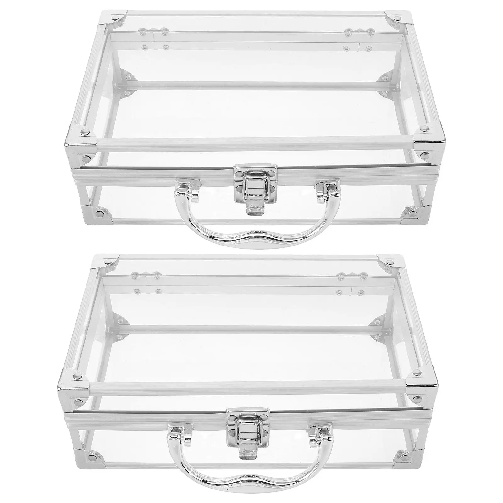 2Pcs Transparent Book Storage Box 9.8 X 6.9 X 3.35 Clear Organizer for Comic Books Portable Book Case Lid Handle
