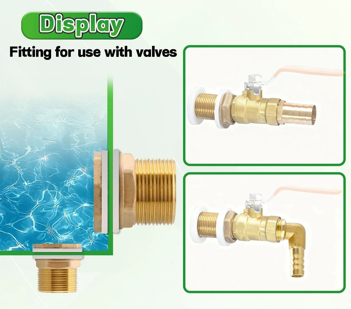 4pcs Water Butt Connector Feed-Through Fittings 3/4 Female Thread 1/2 in Brass Rain Barrels Connection Fitting Set Easy Install
