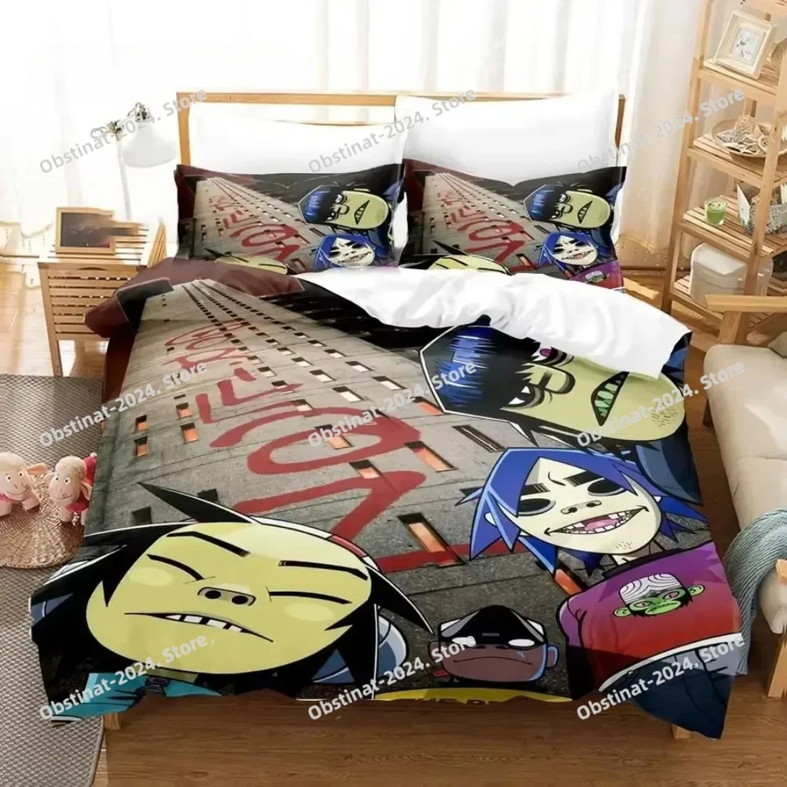G-Gorillaz Bedding Set,virtual Band Gorillaz Duvet Covers Double Bed Twin Size Bedding Quilt Cover Cartoon Children's for Home