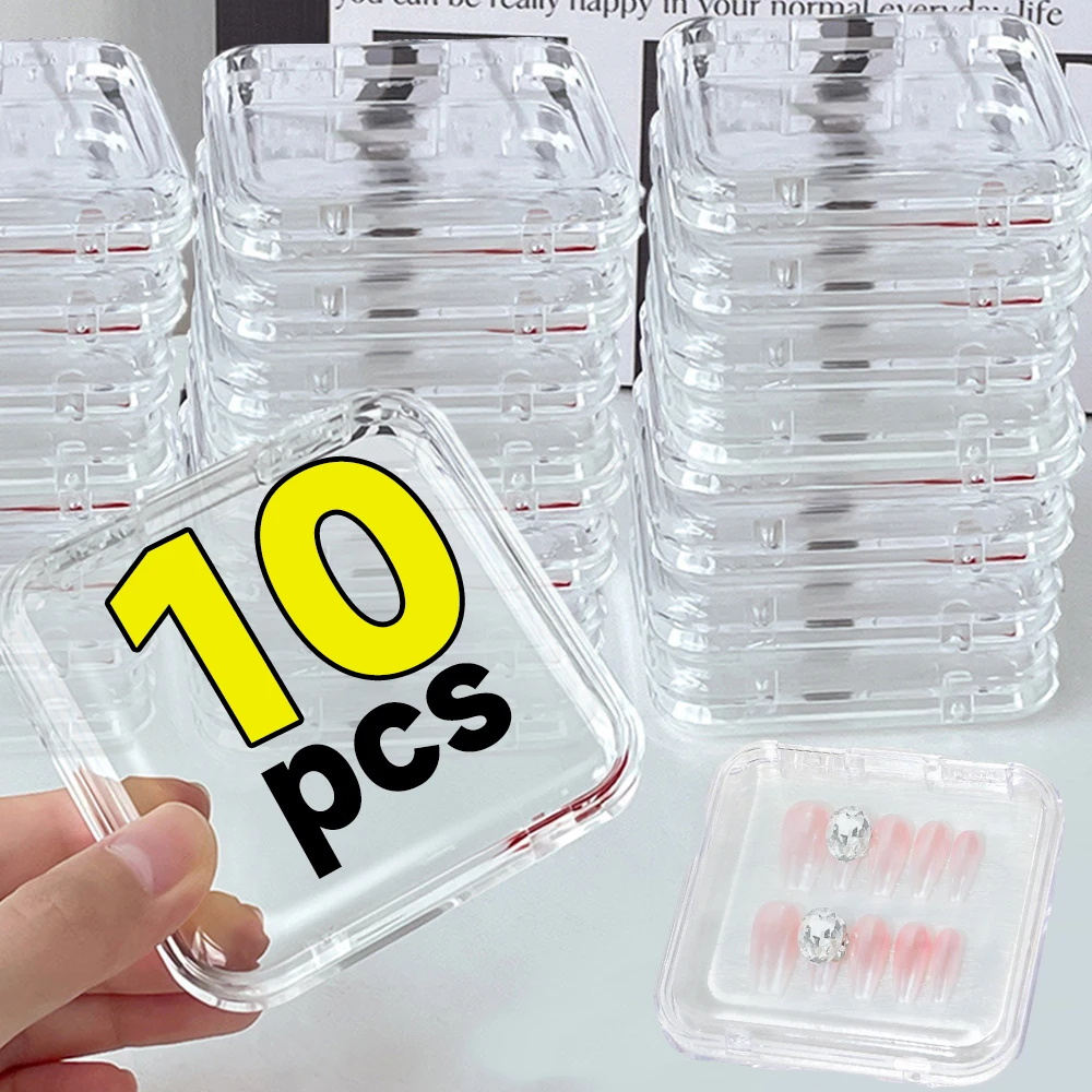 

1-10pcs Transparent Powder Puff Storage Box Portable Square Nail Container Jewelry Earring Rings Bracelet Badge Packaging Case