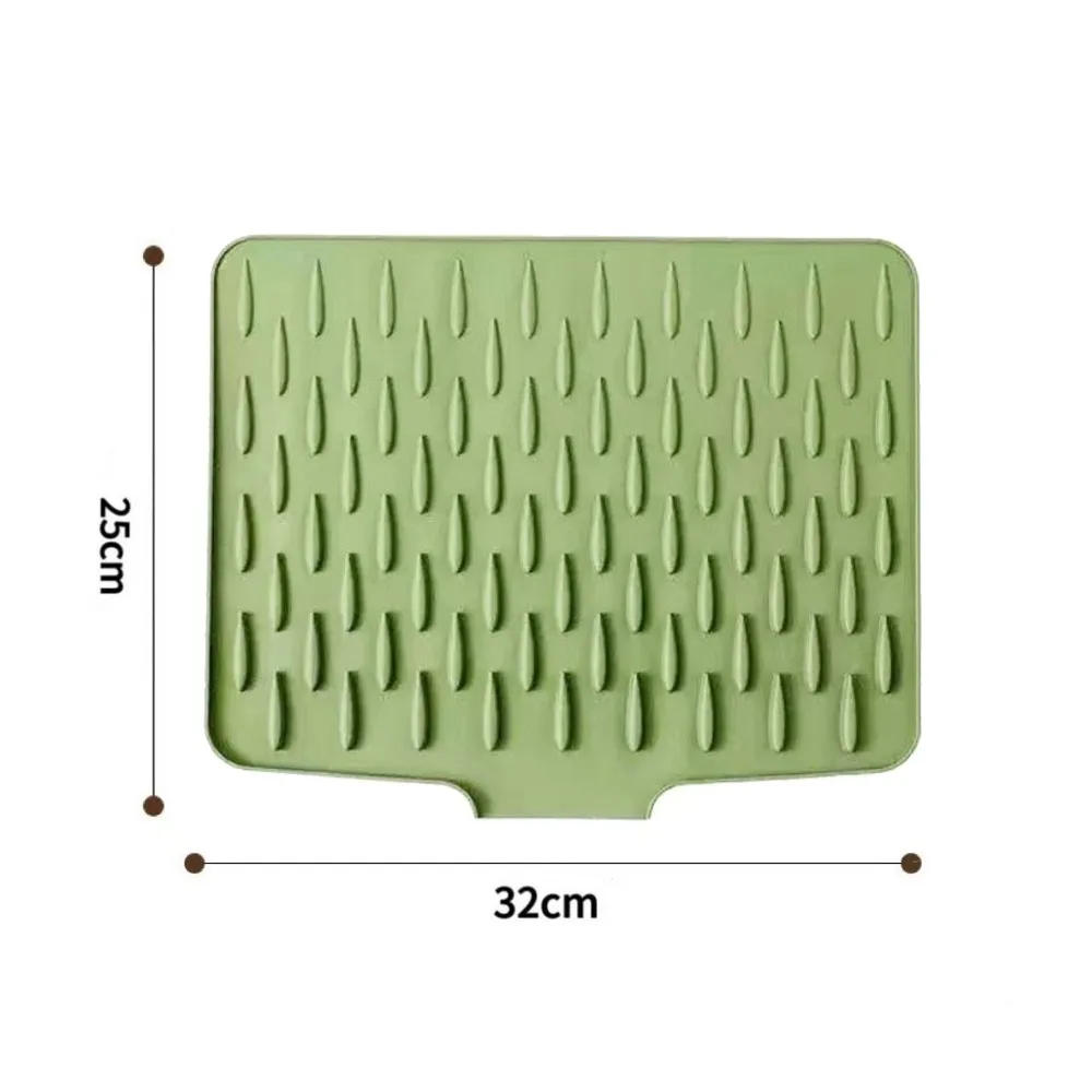 Silicone Kitchen Drainage Mat Sloped Non-Slip Base Countertop Drain Mat Heat Resistant Multi-Function Silicone Drain Mat