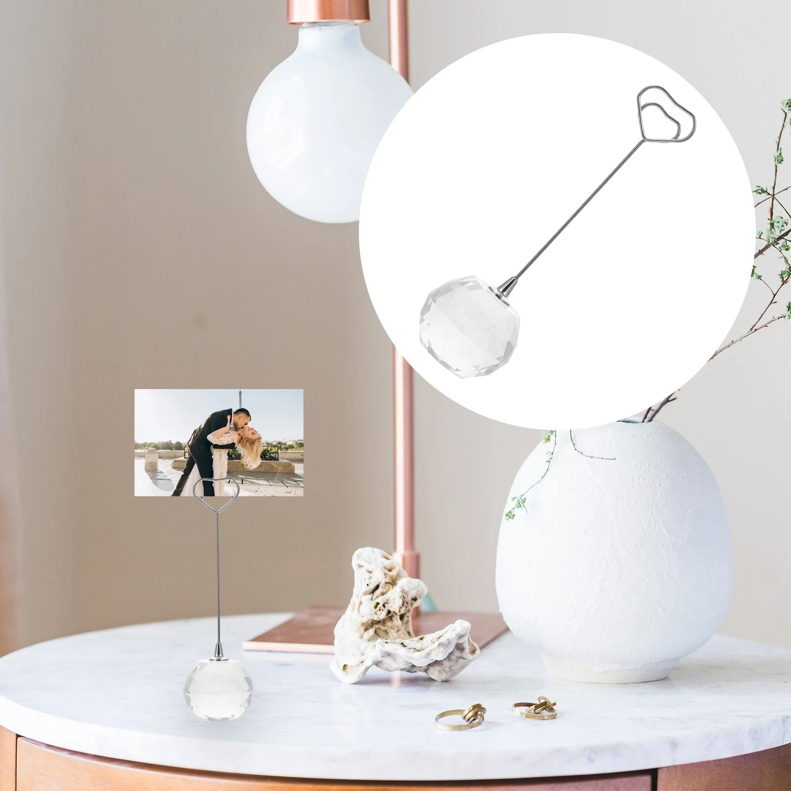 

Crystal Wedding Memo Holder with Sturdy Base Multi-Functional Name Stand for Table Number Menu Photo Display Decoration Supplies