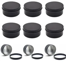 Black Empty Round Aluminum Box Metal Tin Cans Cosmetic Cream DIY Refillable Jar Tea Aluminum Pot 10 15 20 30 50 60 80 100 150g