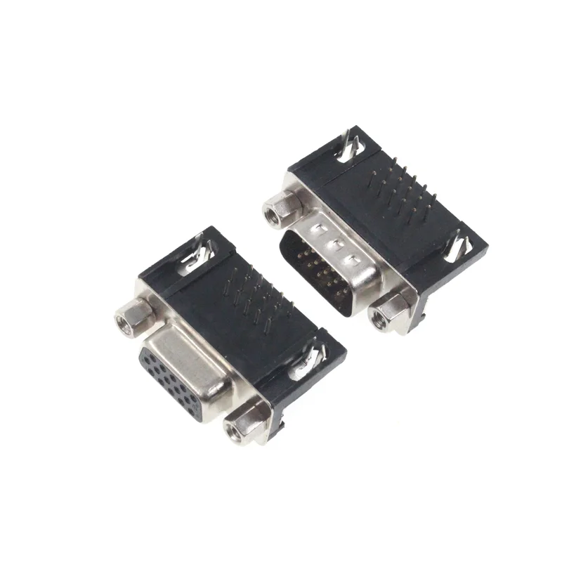 5PCS DB15 DR15 3Rows Parallel Port 15 Pin D Sub Female Male 15 Way PCB 90 Degree Connector DB15 Socket Plug VGA Adapter