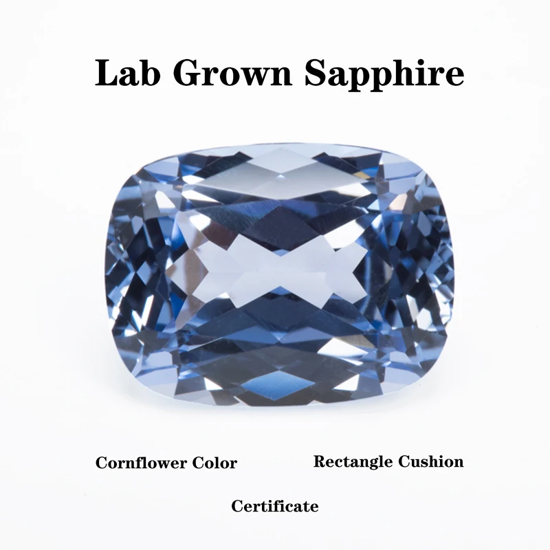 

Lab Grown Sapphire Rectangular Cushion Shape Cornflower Colour VVS1 DIY Advanced Charms Jewelry Making Materials Certificate