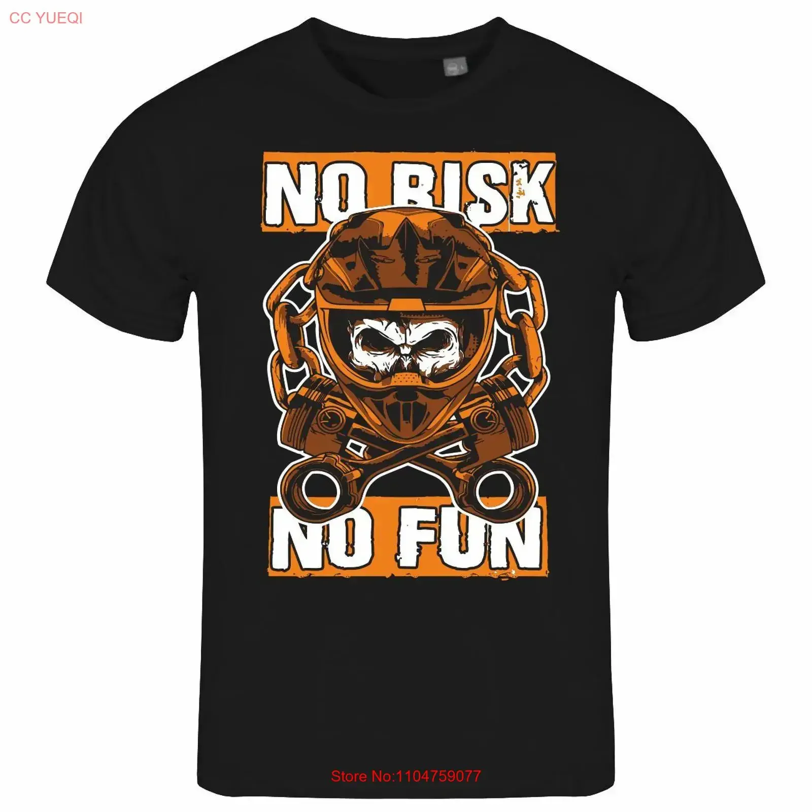 Herren-T-Shirt „No Risk Fun“ S bis XXL Motorrad Cross Sport Offroad Helm MX Vintage gewaschen leicht atmungsaktiv Designer-Kleidung