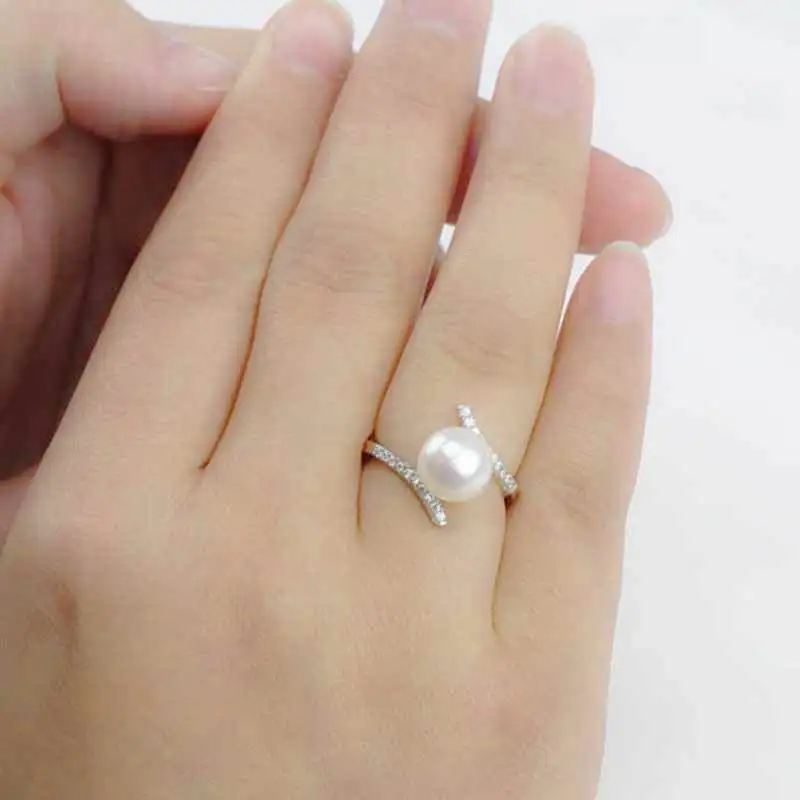 Huitan Romantic Simulated Pearl Rings For Women Luxury Wedding Anniversary Accessories Engagement Rings For Female Wholesale