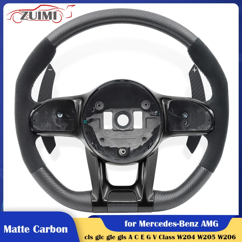 Matte Carbon Car Steering Wheel for Mercedes-Benz AMG W205 E300 E400 W176 A35 G500 E220 W221 Gle 350d glc 300 G63 W463a GLC 250D