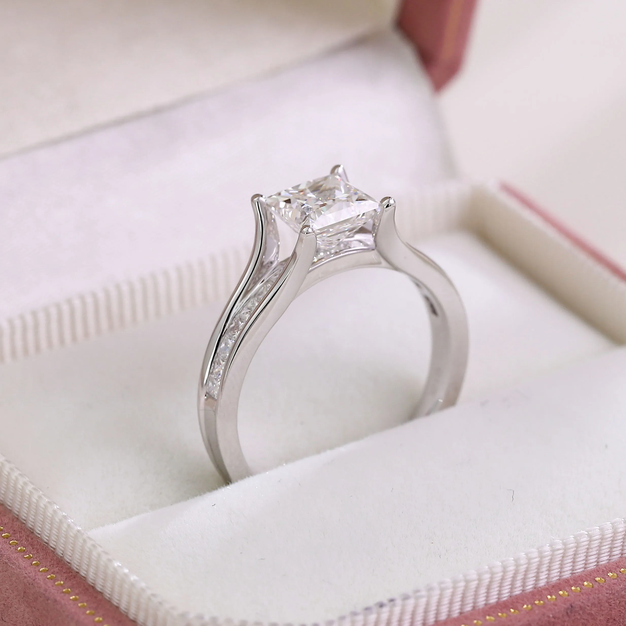 프로방스 결혼 반지 14KGold IGI EF/VS 프린세스 컷 랩 다이아몬드 반지 여성용 약혼 파인 쥬얼리 맞춤형 맞춤