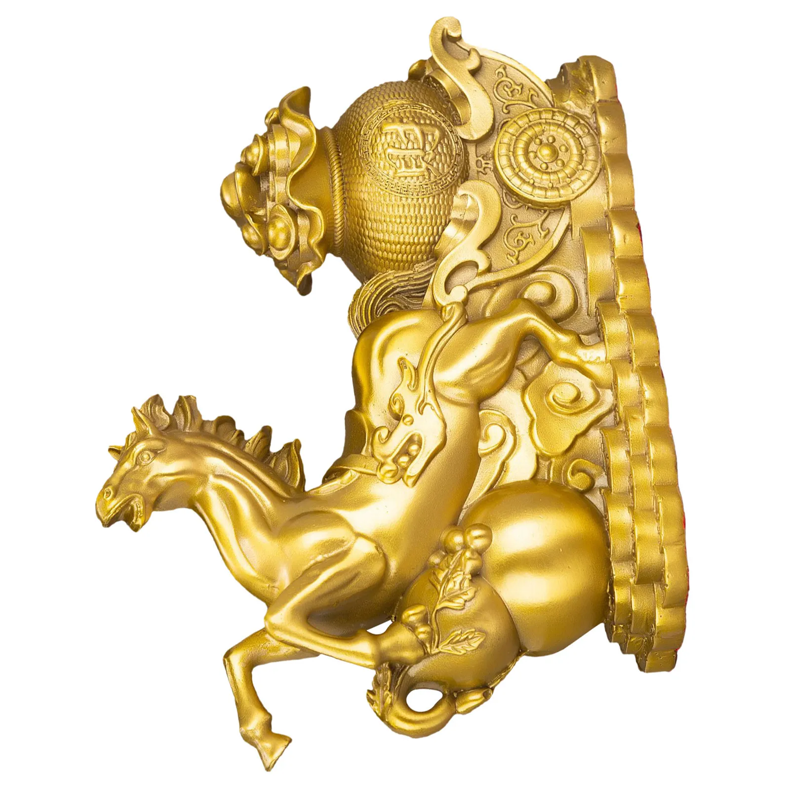 

Brass Feng Shui Horse Statue 5.12x4x1.6 Small Pulling Cart Sculpture Good Luck Career Prosperity Decoration Horse Carriage